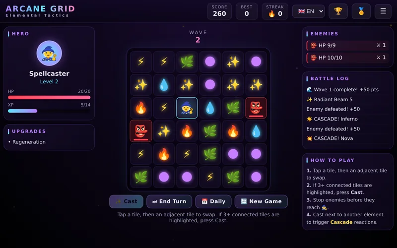 Arcane Grid — Turn-Based Elemental Tactics